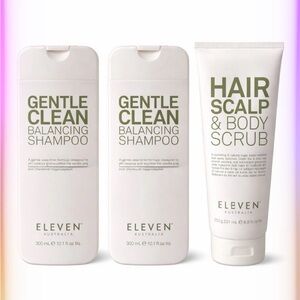 ELEVEN Gentle Clean Shampoo 2 Pack + Hair Scalp Body Scrub Set